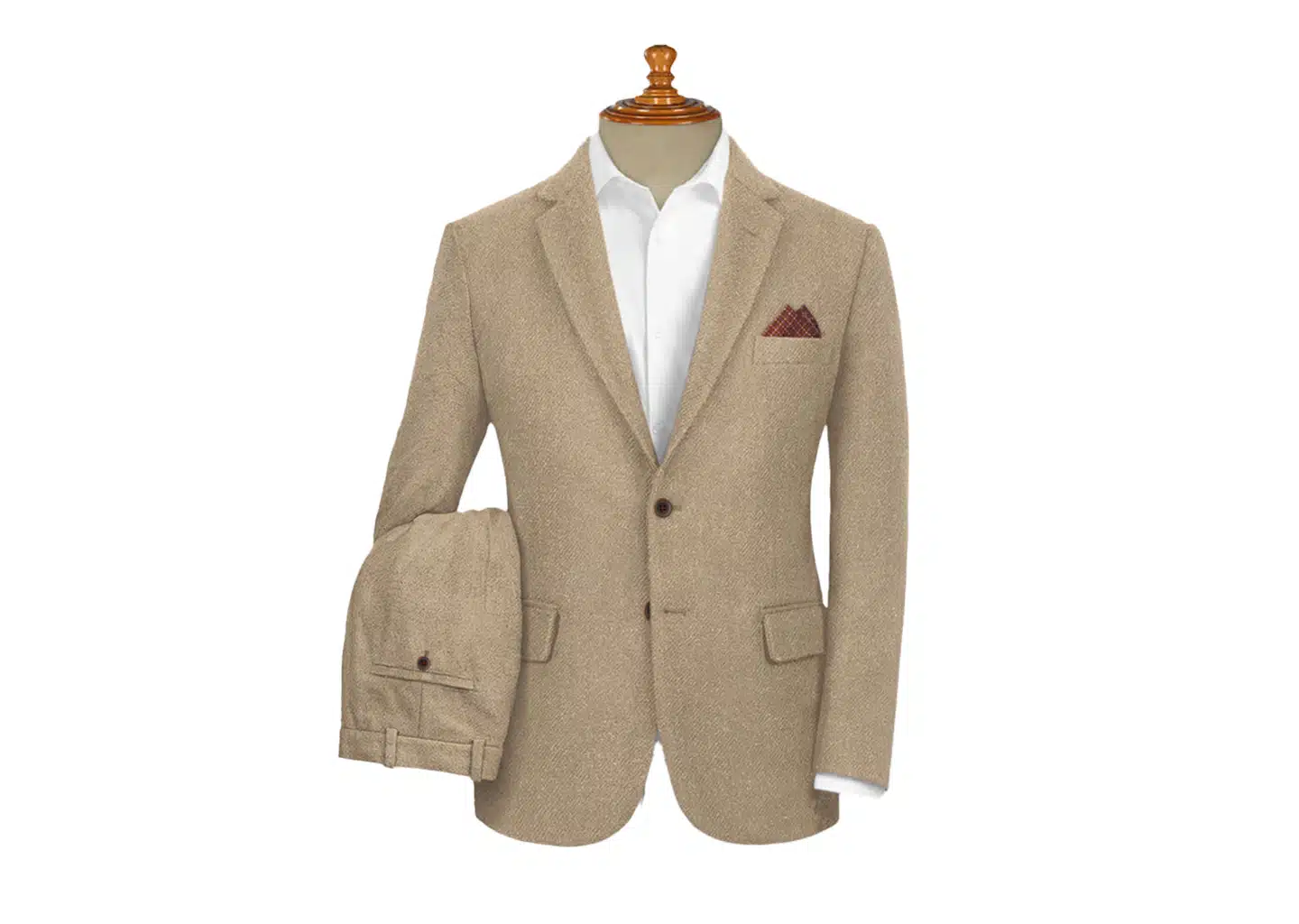 Tweed Beige Anzug Herren Komplett 