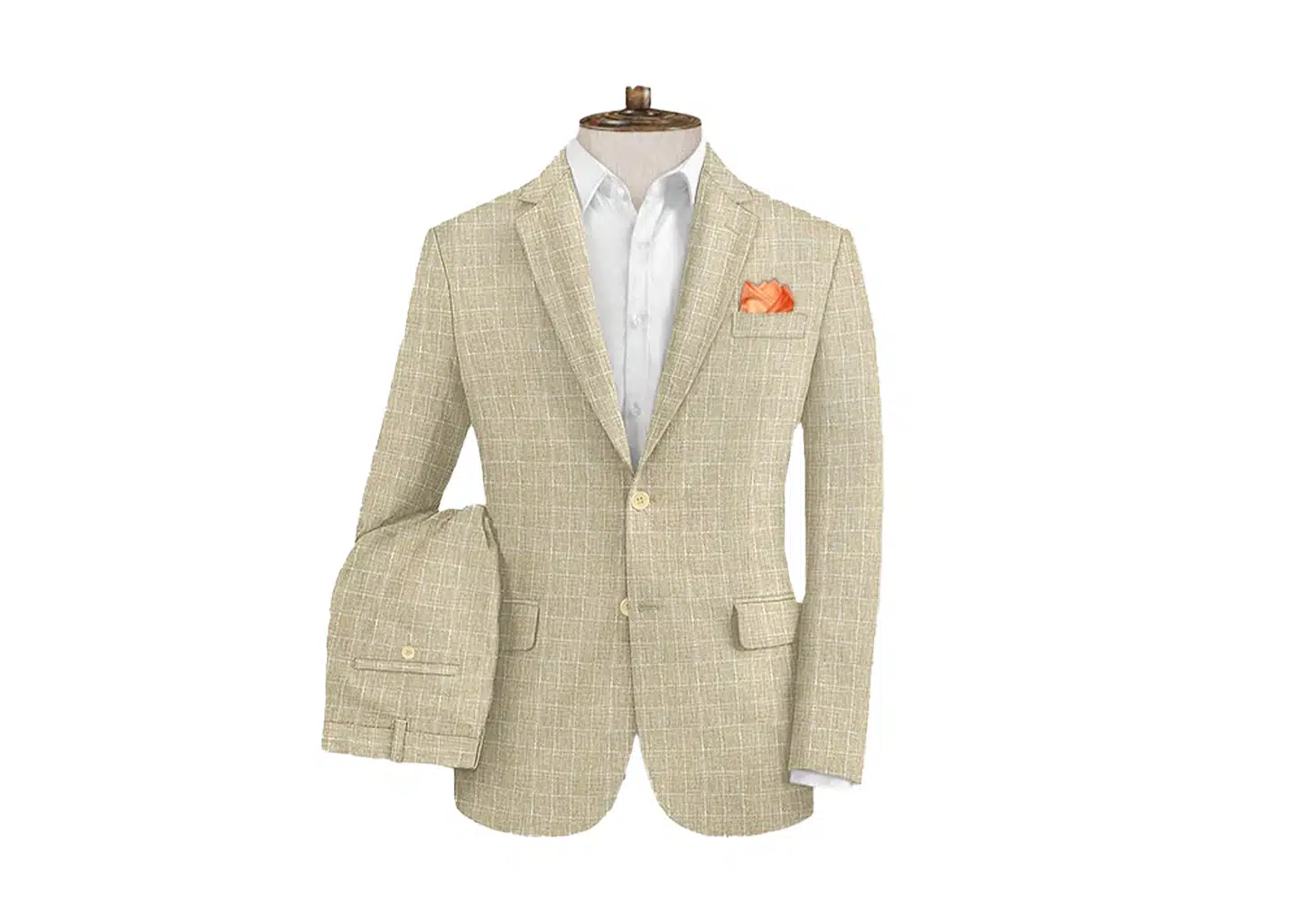 Beige Karierter Anzug