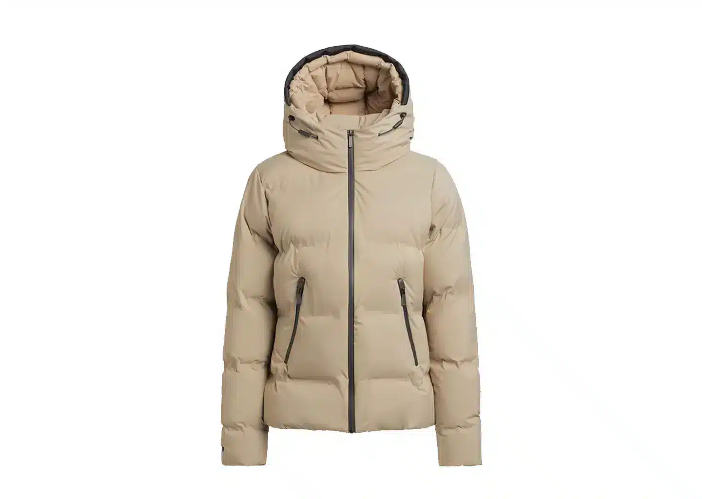 Dunkelbeige Daunenjacke bei Brandmarkt Outlet Store in Winterthur