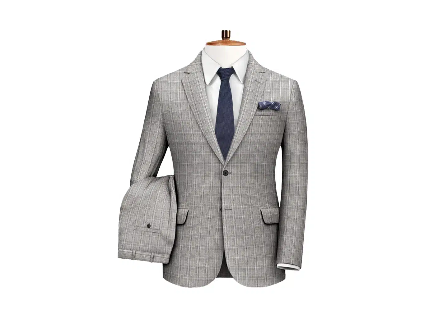 Hellgrau Glen-Wolle Karierte Anzug Herren