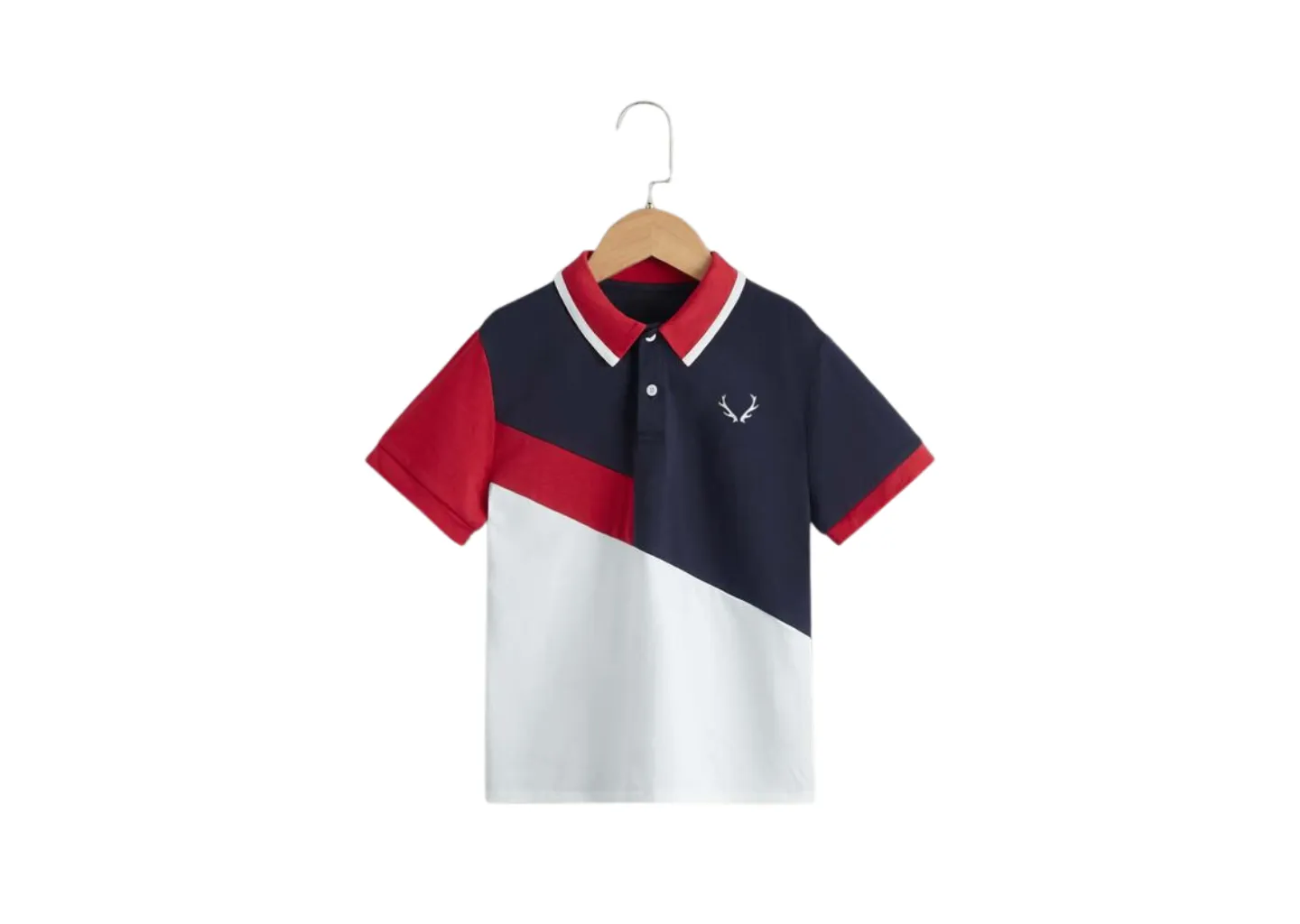 Dreifarbiges kurzärmeliges Poloshirt